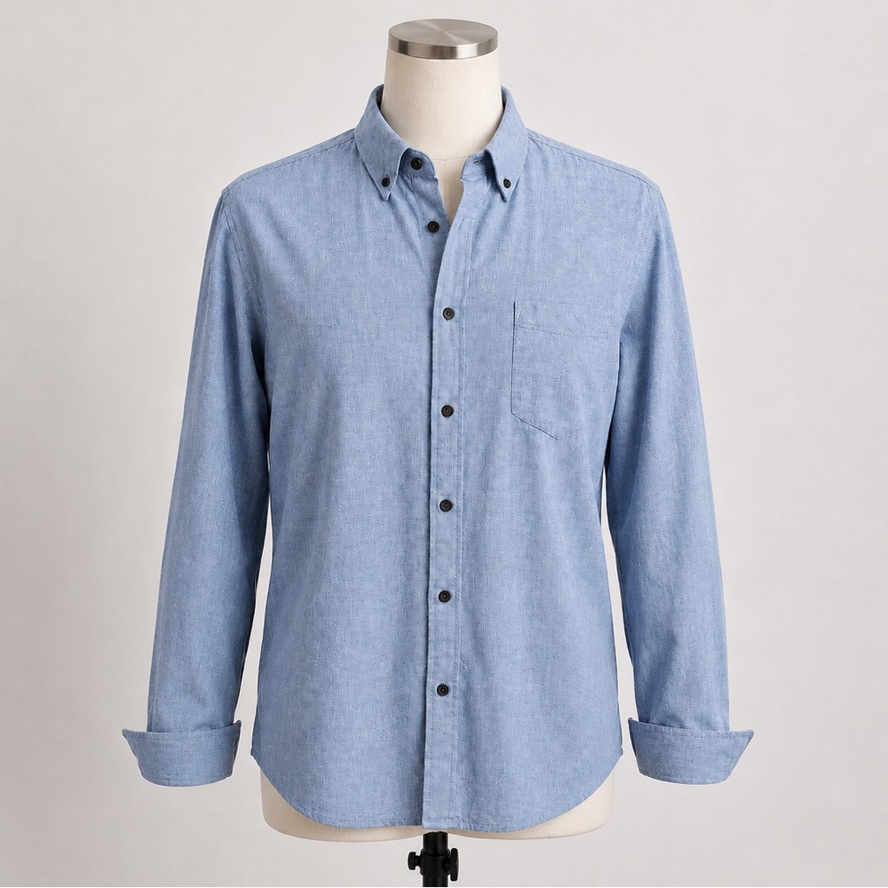 1901 Nordstrom Shirt Mens 2XL Blue Chambray Trim Fit Long Sleeve Button Down NWT